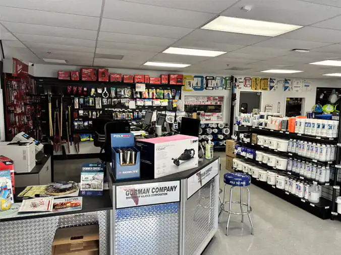 Counter and pool supplies in the Gorman Bay Meadows pool supply store