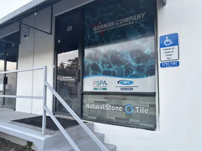 Main entrance of the in the Gorman Bay Meadows pool supply store