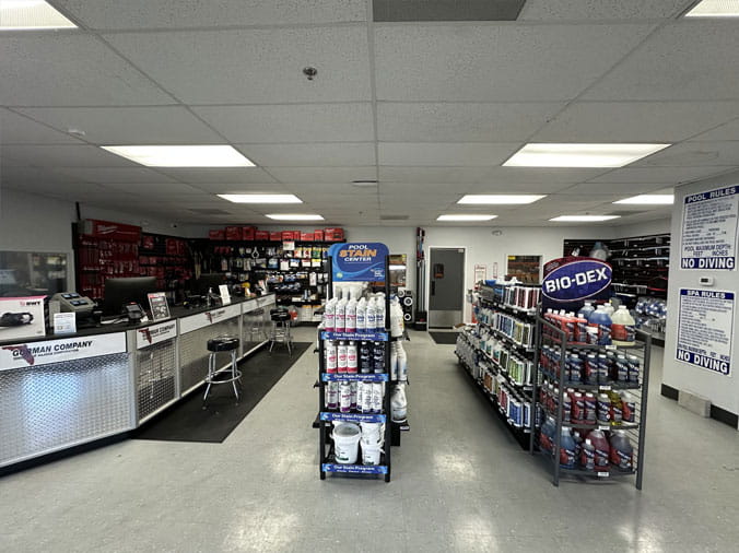 Pool supplies availabe in the Gorman Bay Meadows store